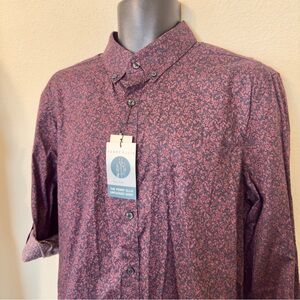 Perry Ellis Slim Fit Stretch “Winetasting” Dress Shirt